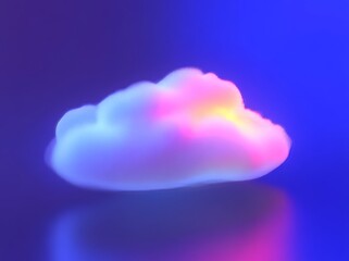 Aufkleber - A pink blue neon cloud glows from inside an abstract dark blue background. This wallpaper has a mystifying appearance.