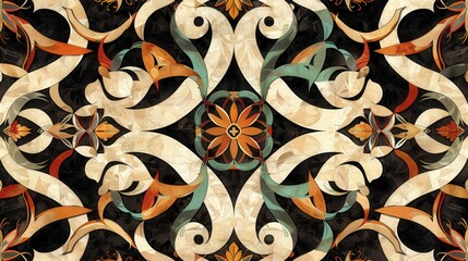 Poster - This Arabic pattern features a combination of repeating tessellated shapes and flowing curves.
