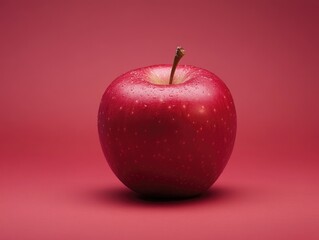 Sticker - Red Apple on Pink Background