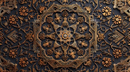 Poster - This Arabic pattern showcases a blend of intricate geometric shapes and traditional arabesque designs.