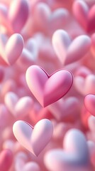 Wall Mural - Sweet 3D pink heart with a romantic and seamless design background