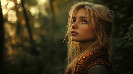 Sticker - beautiful blonde young woman autumn portrait