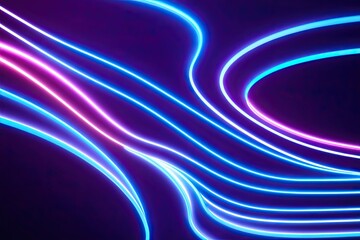 Poster - Vibrant Blue Neon Wave Background Design for Futuristic Aesthetics