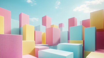 Wall Mural - Abstract Cityscape of Colorful Blocks