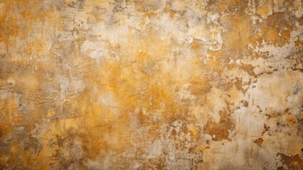 Poster - Textured ochre and greige grunge cement background with weathering and textures