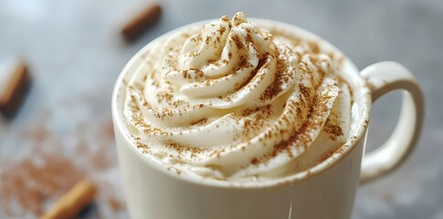 Wall Mural - Close-Up of a Creamy, Whipped Coffee Drink Topped with Cinnamon