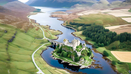 Poster - Aerial view of the stunning castle in Scotland