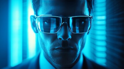 Poster - A man wearing glasses is staring at the camera