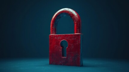 A red lock with a keyhole on a blue background