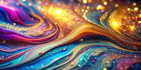 abstract shimmering liquid paint background with glitter particles floating in a mesmerizing pattern