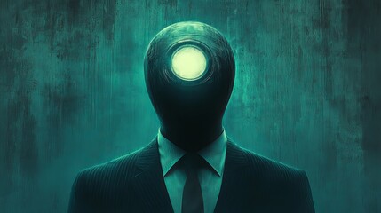 Poster - A man in a suit with a tie and a large eye