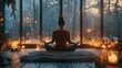 © Maria Vitkovska - Woman meditating at home in winter with candles and warm lighting