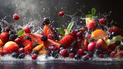 Wall Mural - Fresh Fruit Splash