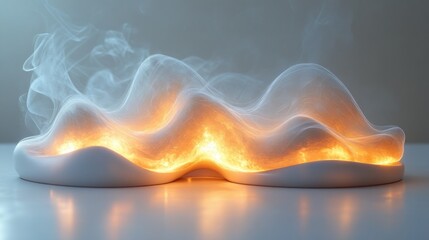 Wall Mural - Abstract design with glowing waves and smoke effects.