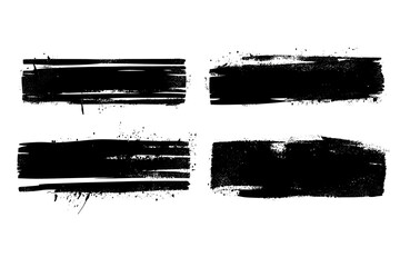 Poster - This image depicts four horizontal black brush strokes on a white background, showcasing a minimalist and strong artistic style.