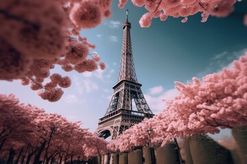 Poster - An eiffel architecture building blossom.