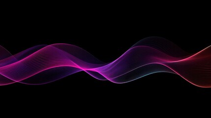 Wall Mural - Abstract Pink and Blue Waves on Black Background