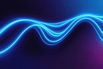 Poster - Futuristic Blue Neon Wave Background with Abstract Design and Dynamic Lighting Effects