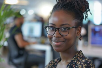 Canvas Print - Portrait of a young female software developer