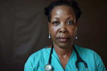 Sticker - Portrait of a middle aged African American female registered nurse