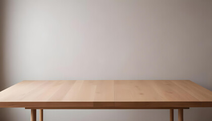 Minimal empty wooden table with sunlight. Minimalist interior style. Simple. 