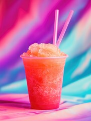 Poster - Plastic Cup with Drink and Straws