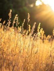 Wall Mural - tall grass sunset