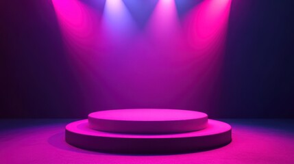 Canvas Print - Purple Stage With Spotlights