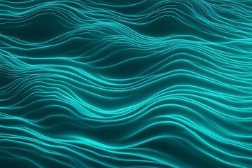 A neon teal water ripple background with striking energetic waves, AI Generated