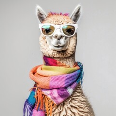 Poster - Alpaca animal scarf clothing.