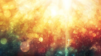 Abstract background with soft light and religious symbols.