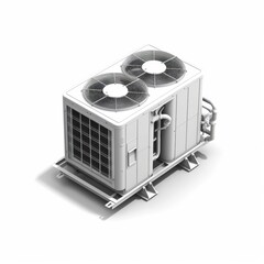 commercial hvac unit: a close-up, isometric view of a white, modern hvac unit, showcasing its sleek 