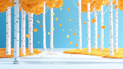 Autumn outdoor nature scenery in illustration style