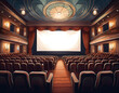 © fotoluigi868 - Cinema screen interior – A digitally created cinema interior with a white screen, symbo_1(81)