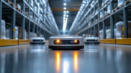 Poster - autonomous mobile robots operating in an automated warehouse at night