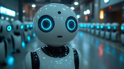 Poster - advanced robotics in a modern facility showcasing energy management systems and innovative design
