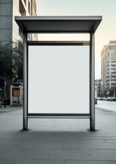 Poster - Street bus stop vertical billboard architecture building outdoors.