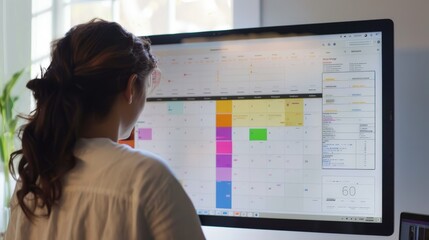 Poster - Witness a dynamic calendar month with colorful highlights and a visually engaging grid.