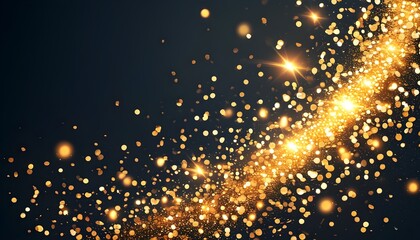 Wall Mural - Luxurious Gold Glitter Shimmering into a Dark Night Sky for a Festive Atmosphere