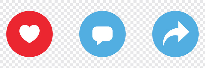 Poster - Share, save, like and comment icon set. Vector EPS 10