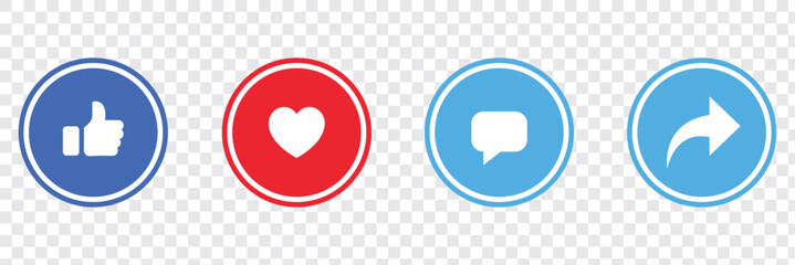 Poster - Share, save, like and comment icon set. Vector EPS 10