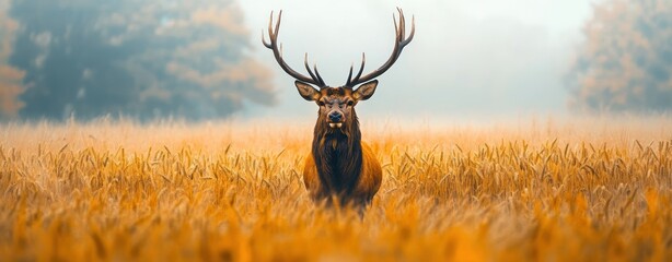 Poster - Majestic Deer in Golden Meadow