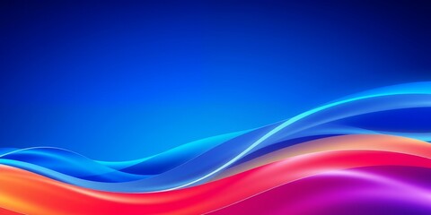 Abstract blue, red, and purple waves on a dark blue background.