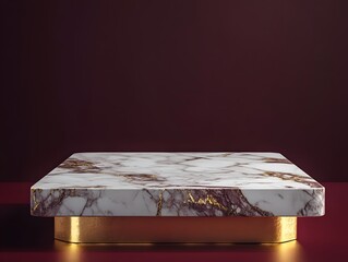 Wall Mural - Marble Platform on Burgundy Background