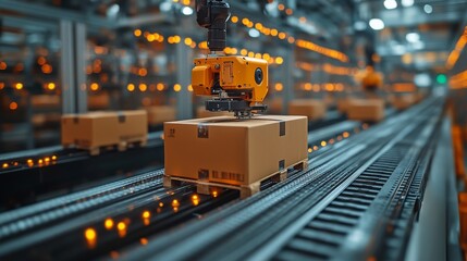 Poster - robotic picking system with adaptive grippers sorting packages in a modern warehouse environment