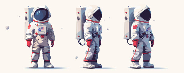 Wall Mural - toy spacesuits on a white background. vector flat minimalistic isolated