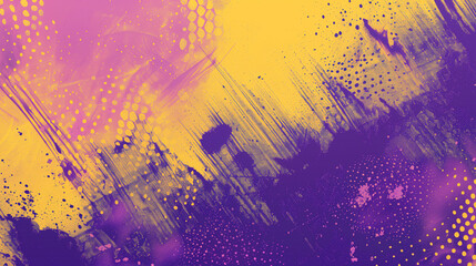 Wall Mural - halftone and brush paint, violet, yellow