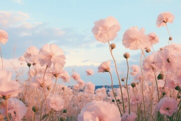 Sticker - Blue flowers sky landscape outdoors.