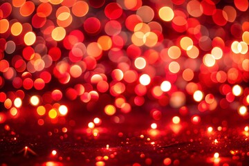 Wall Mural - abstract red bokeh lights creating warm festive atmosphere