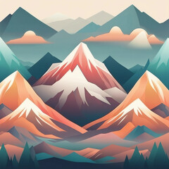 Wall Mural - beautiful mountain illustration background